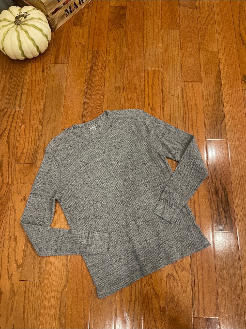 Old Navy Women's Gray Soft Washed Waffle Knit Long Sleeve Shirt Tee Small